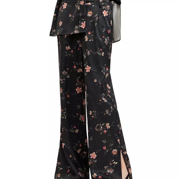 NEW ALLSAINTS Women's Louisa Tanana Trousers Size 8 Black/Floral - Picture 5 of 7